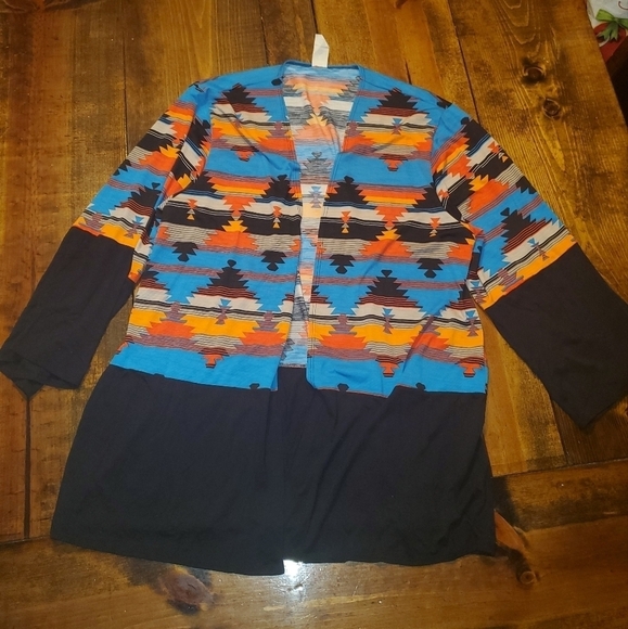 Aztec Print Cardigan Top Long Sleeve - Picture 1 of 12